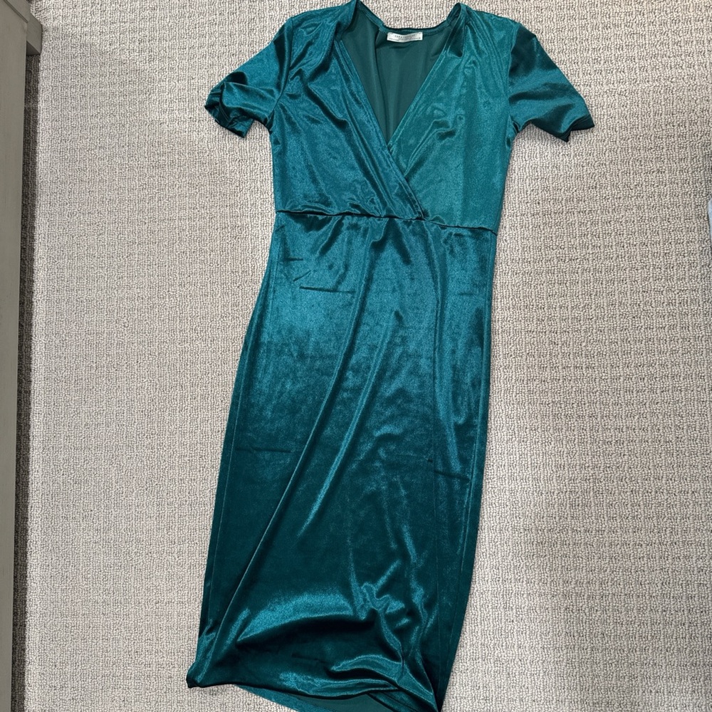 Zara velvet bodycon turquoise dress